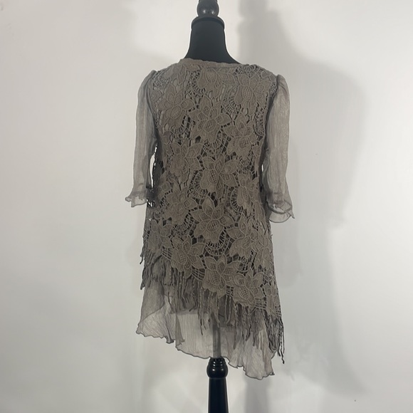 Pretty Angel Baby Doll Dress, Tunic, Lace, Floral,sheer,Fringe,Gray,Small - Picture 10 of 12